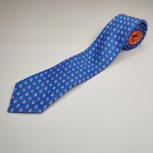Egara Men's Tie 100% Linen Blue and Orange